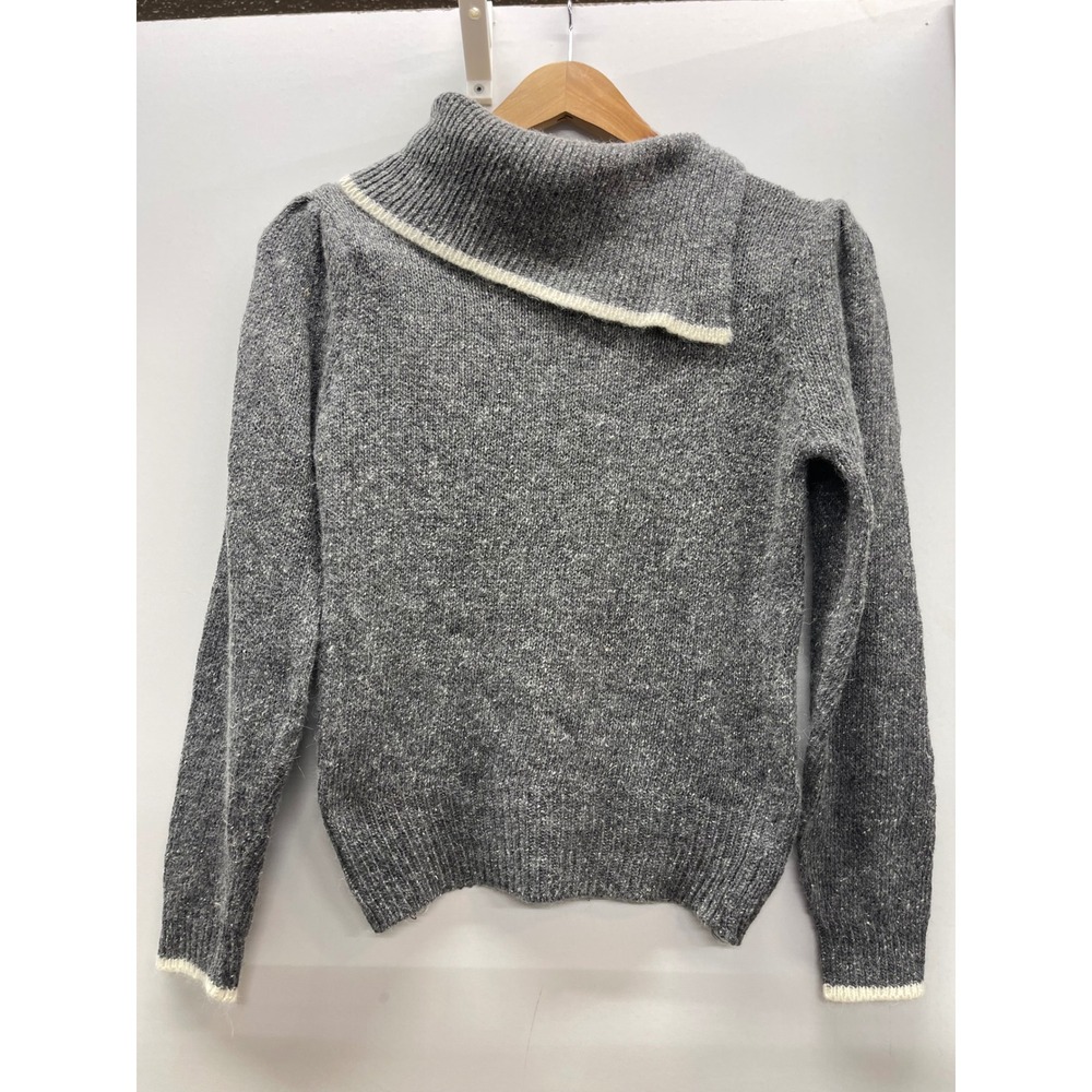 Parrinello Vintage Silk Angora Blend Gray‎ Knit Sweater Asymmetric Collar Medium